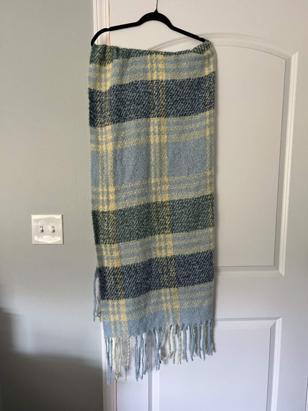 NWOT Free People Blue and Green Plaid Blanket Scarf